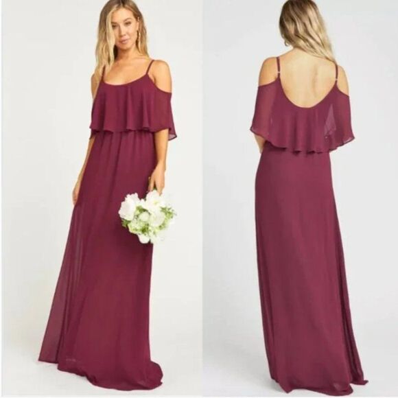 Show Me Your MuMu Dresses & Skirts - NWT Show Me Your Mumu Ruffle Maxi Dress in Merlot
